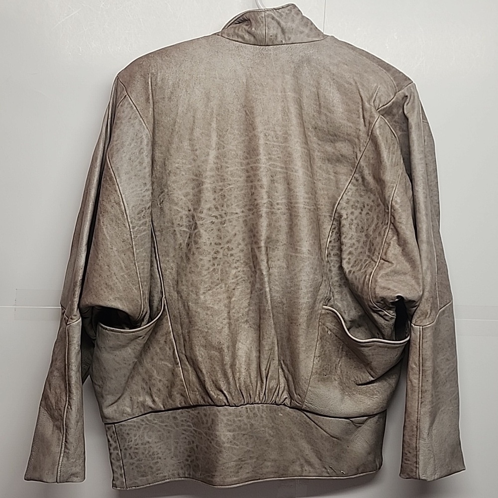 Firenze Santa Barbara VINTAGE stylish taupe leather jacket AND matching skirt - Picture 4 of 12